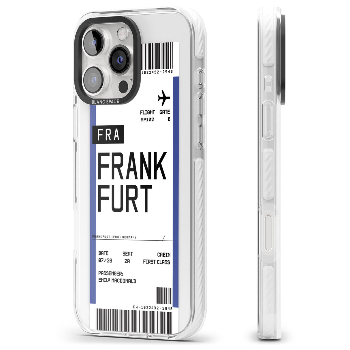 iPhone 16 Pro Max Personalised Frankfurt Boarding Pass Black Impact Phone Case