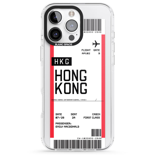 iPhone 16 Pro Max Personalised Hong Kong Boarding Pass Black Impact Phone Case