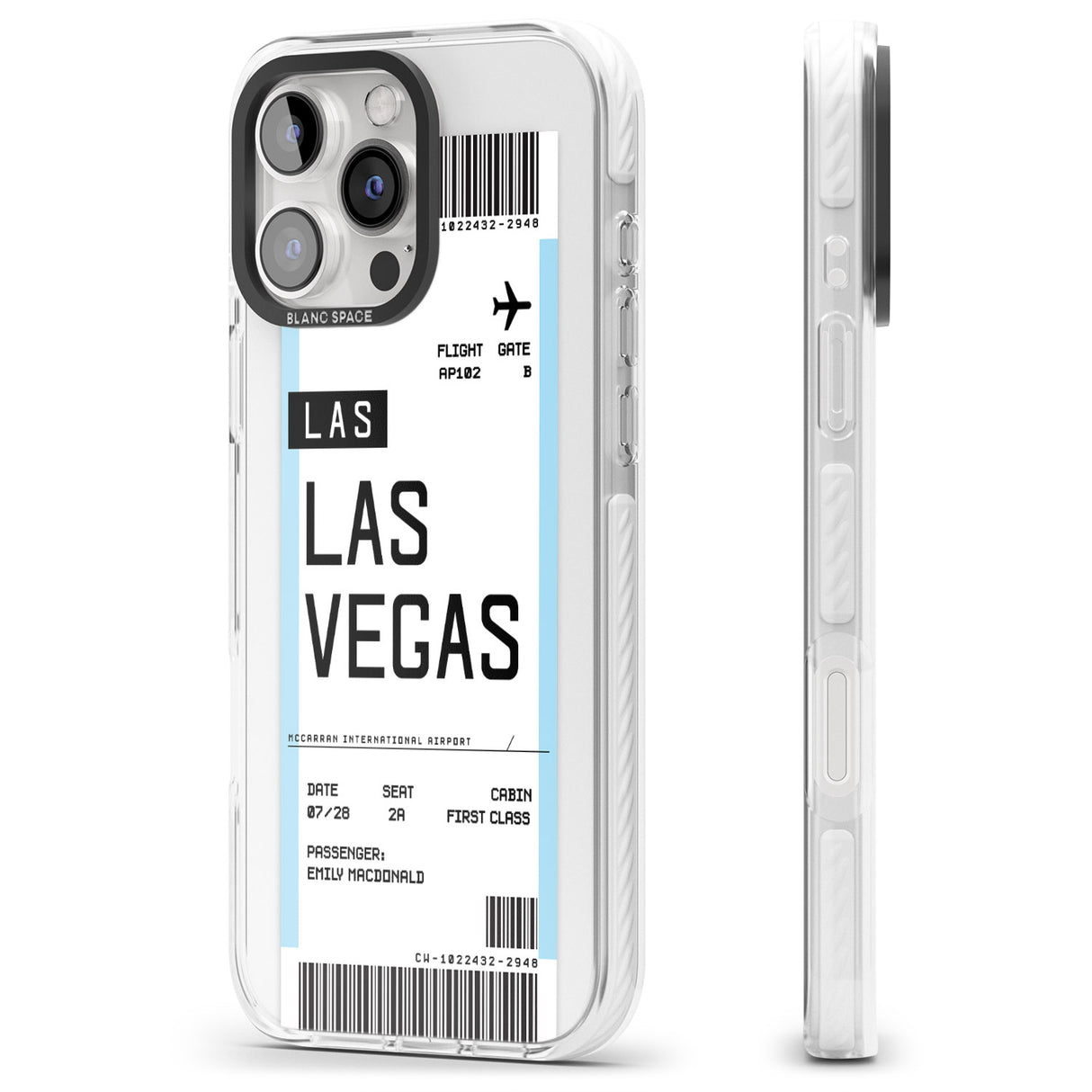 iPhone 16 Pro Max Personalised Las Vegas Boarding Pass Black Impact Phone Case