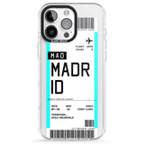 iPhone 16 Pro Max Personalised Madrid Boarding Pass Black Impact Phone Case