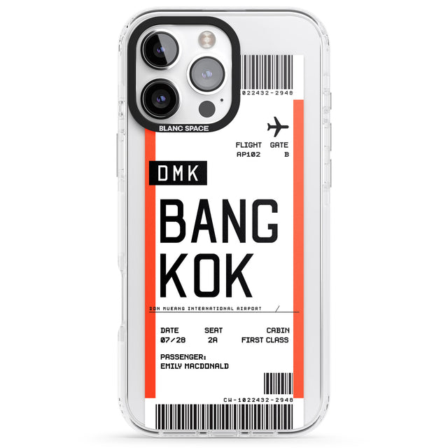 iPhone 16 Pro Max Personalised Bangkok Boarding Pass Black Impact Phone Case