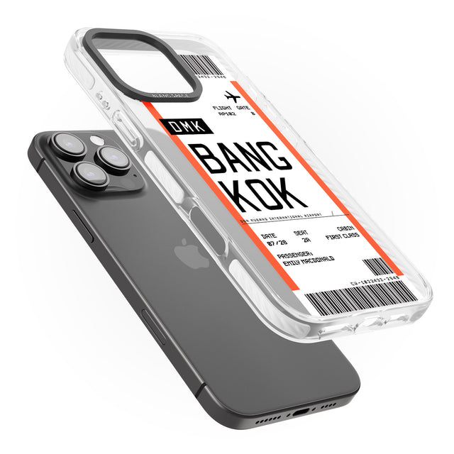 iPhone 16 Pro Max Personalised Bangkok Boarding Pass Black Impact Phone Case