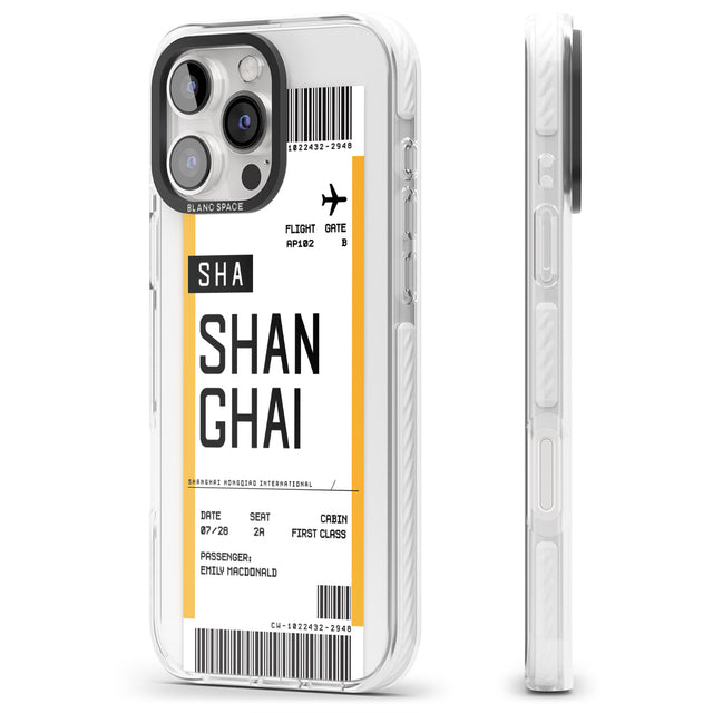 iPhone 16 Pro Max Personalised Shangai Boarding Pass Black Impact Phone Case