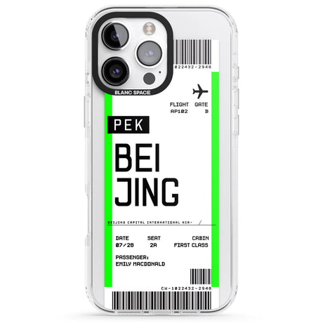 iPhone 16 Pro Max Personalised Beijing Boarding Pass Black Impact Phone Case