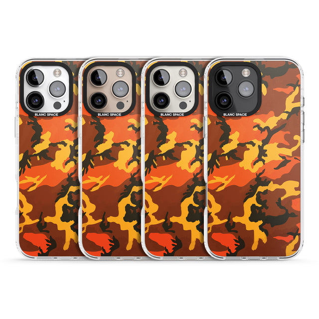 iPhone 16 Pro Max Orange Camo Black Impact Phone Case