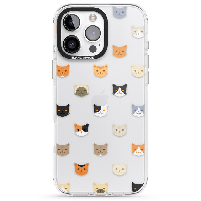 iPhone 16 Pro Max Cute Cat Face Transparent Black Impact Phone Case