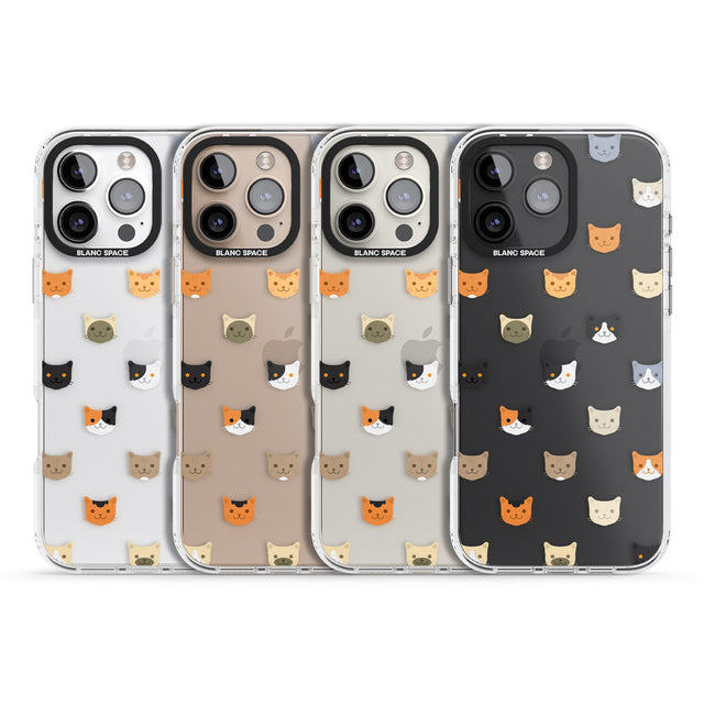 iPhone 16 Pro Max Cute Cat Face Transparent Black Impact Phone Case