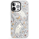 iPhone 16 Pro Max Sleeping Cat Pattern Black Impact Phone Case