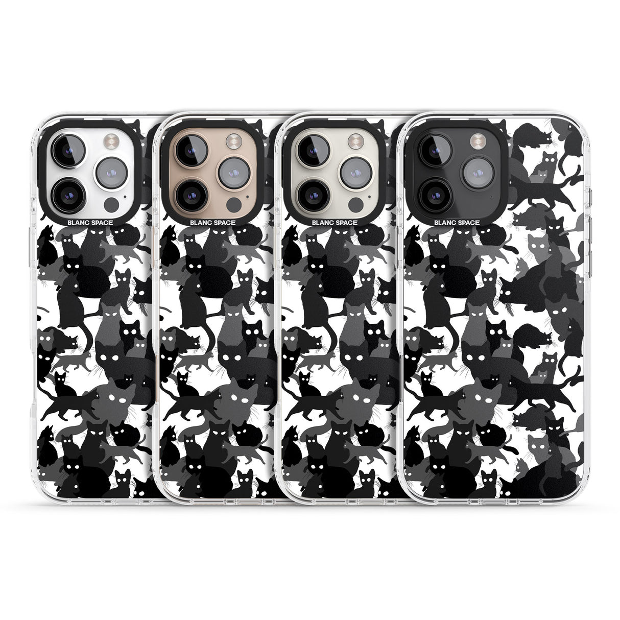 iPhone 16 Pro Max Black & White Cat Camouflage Black Impact Phone Case