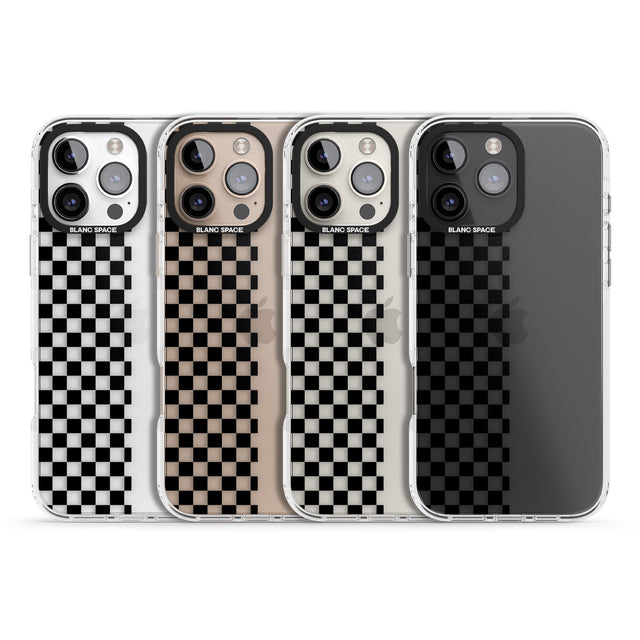 iPhone 16 Pro Max Checker: Half Black Check on Clear Black Impact Phone Case