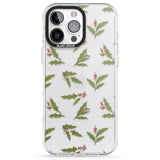 iPhone 16 Pro Max Christmas Holly Pattern Black Impact Phone Case