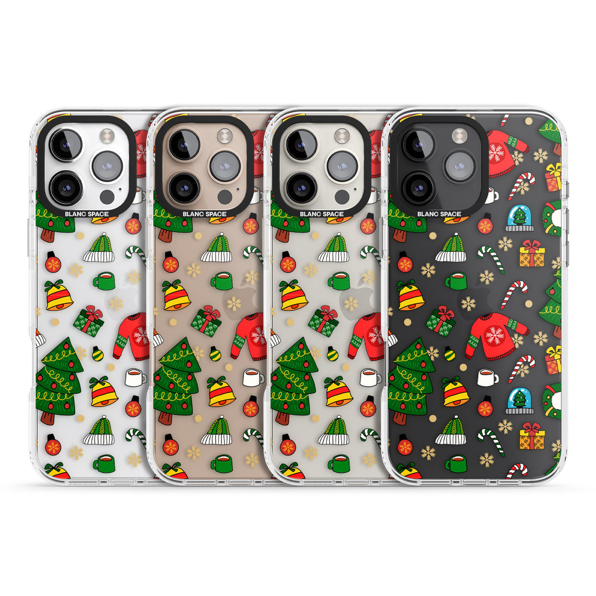 iPhone 16 Pro Max Christmas Mixture Pattern Black Impact Phone Case