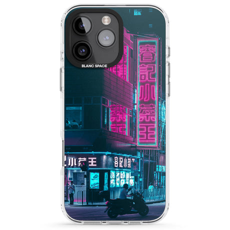 iPhone 16 Pro Max Motorcylist & Signs - Neon Cities Photographs Black Impact Phone Case