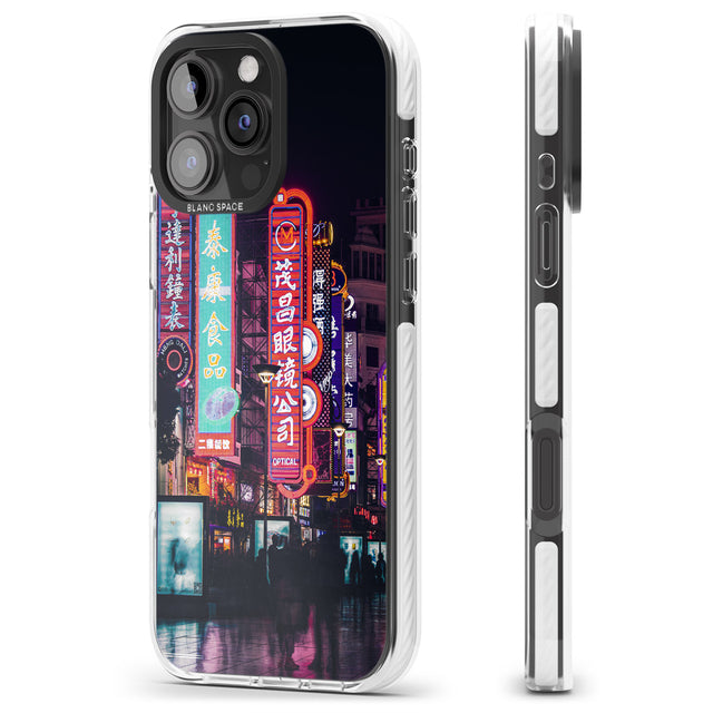 iPhone 16 Pro Max Busy Street - Neon Cities Photographs Black Impact Phone Case