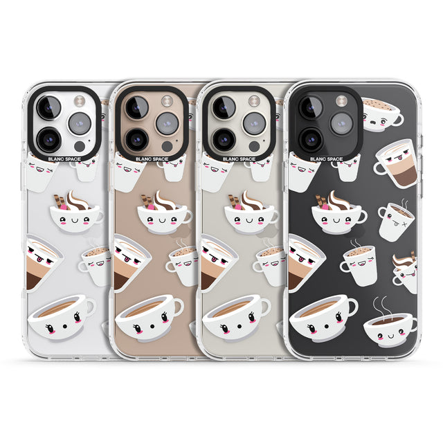 iPhone 16 Pro Max Coffee Faces Black Impact Phone Case