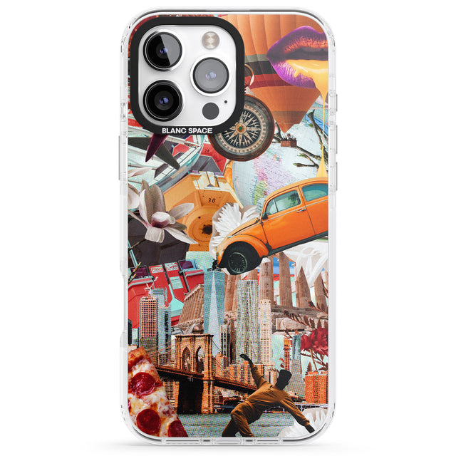 iPhone 16 Pro Max Vintage Collage: New York Mix Black Impact Phone Case