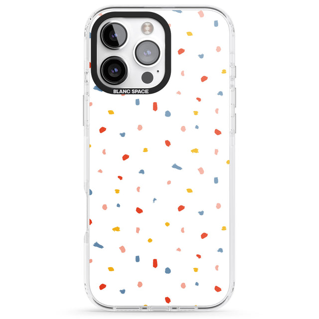 iPhone 16 Pro Max Confetti Print on Solid White Black Impact Phone Case