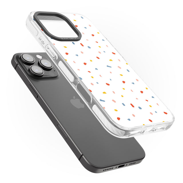 iPhone 16 Pro Max Confetti Print on Solid White Black Impact Phone Case