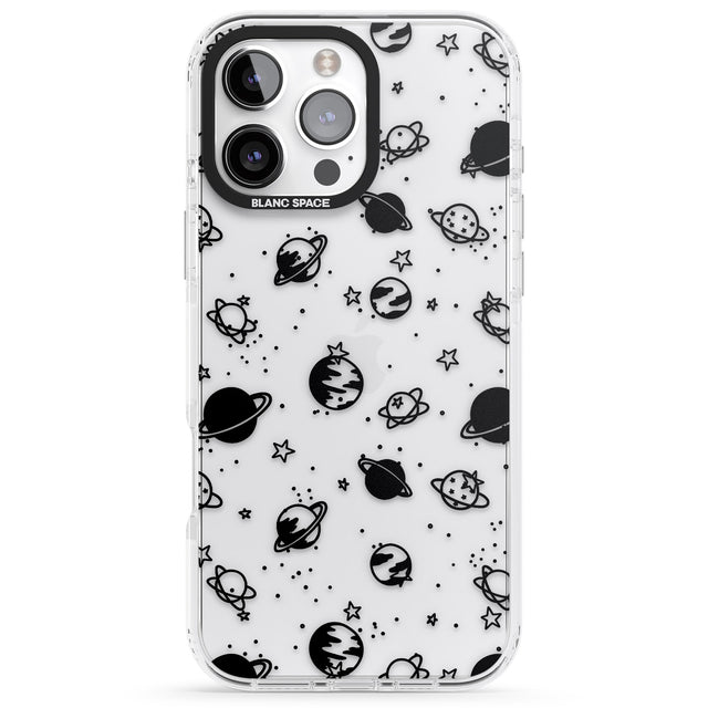 iPhone 16 Pro Max Planets Black Impact Phone Case