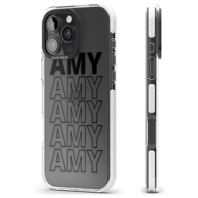 iPhone 16 Pro Max Personalised Clear Text 5A Black Impact Phone Case