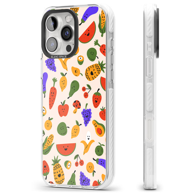 iPhone 16 Pro Max Mixed Kawaii Food Icons - Solid Black Impact Phone Case