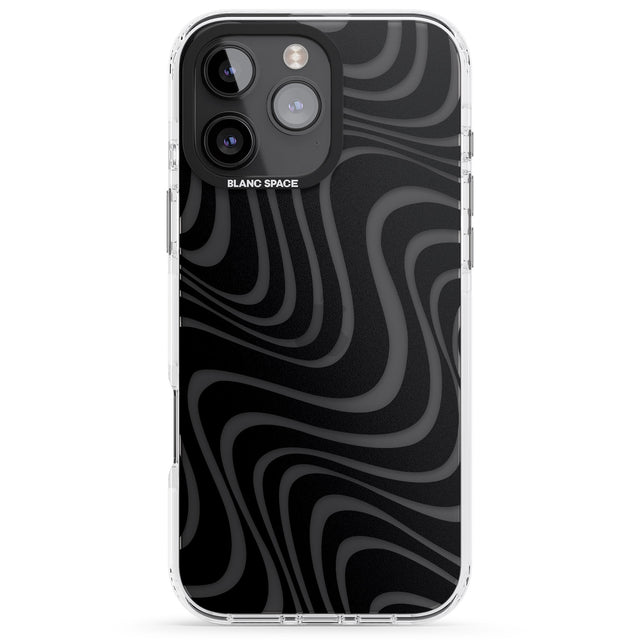 iPhone 16 Pro Max Abstract Waves Black Impact Phone Case