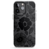 iPhone 16 Pro Max Black Flowers Black Impact Phone Case