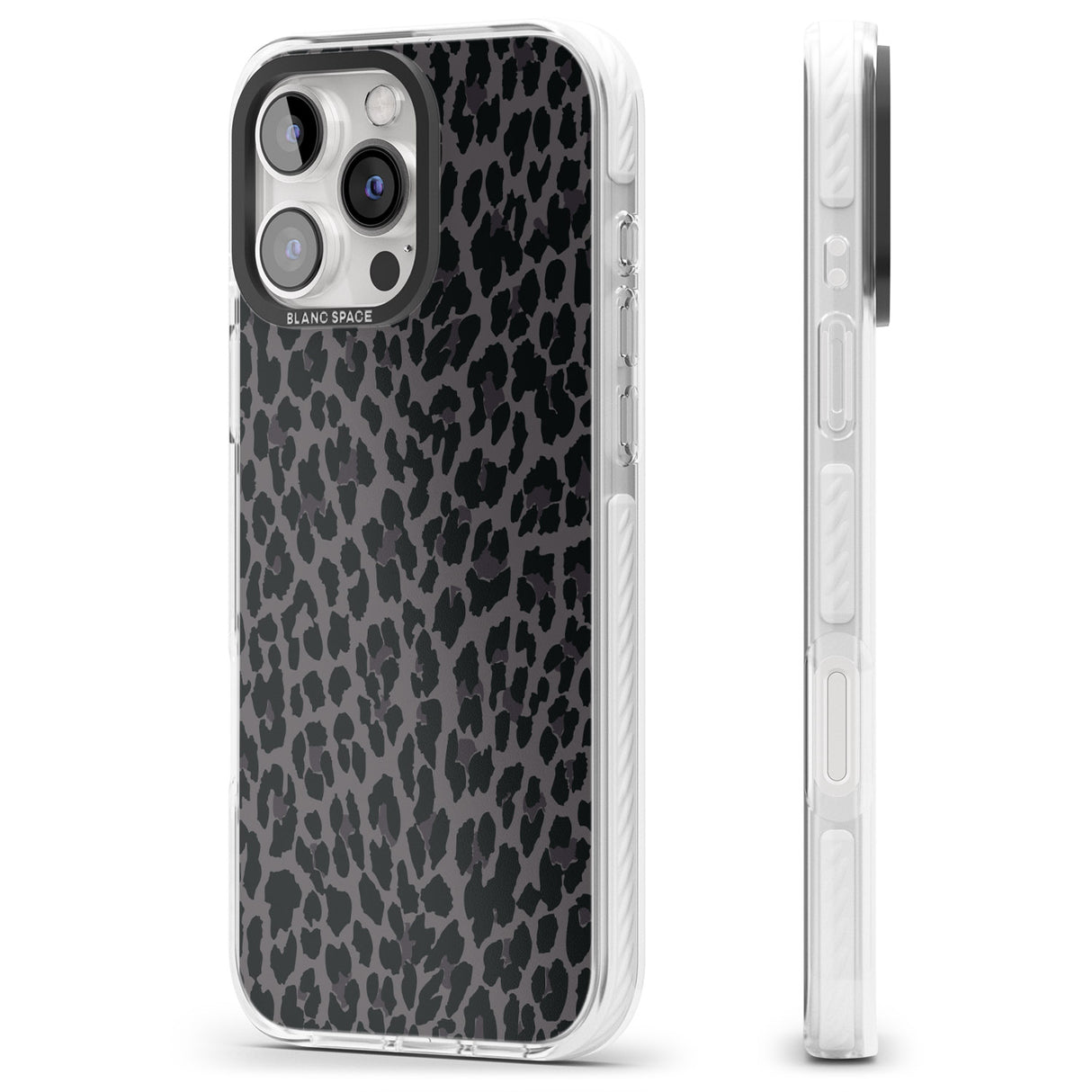 iPhone 16 Pro Max Dark Animal Print Pattern Small Leopard Black Impact Phone Case