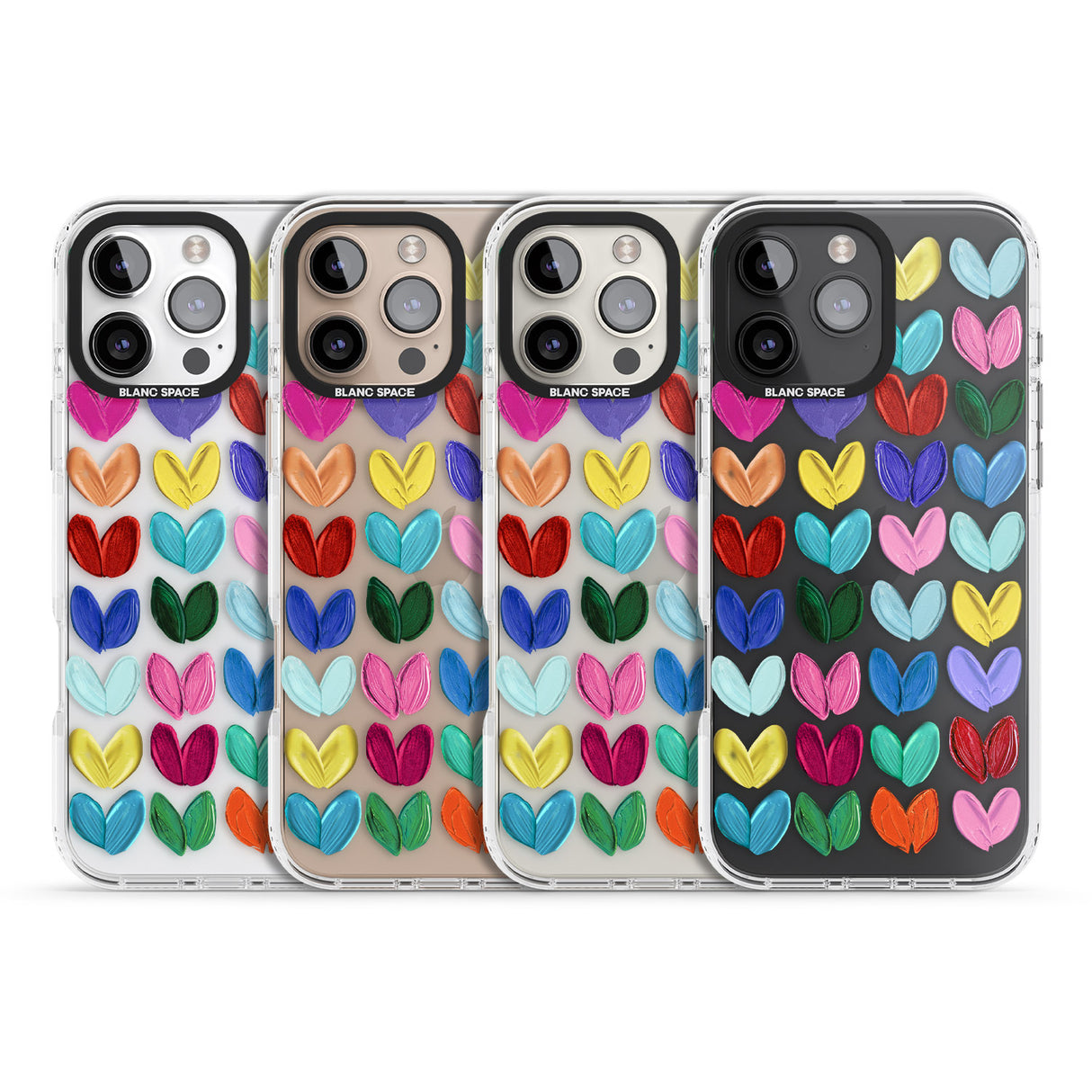 iPhone 16 Pro Max Oil Painted Hearts Black Impact Phone Case