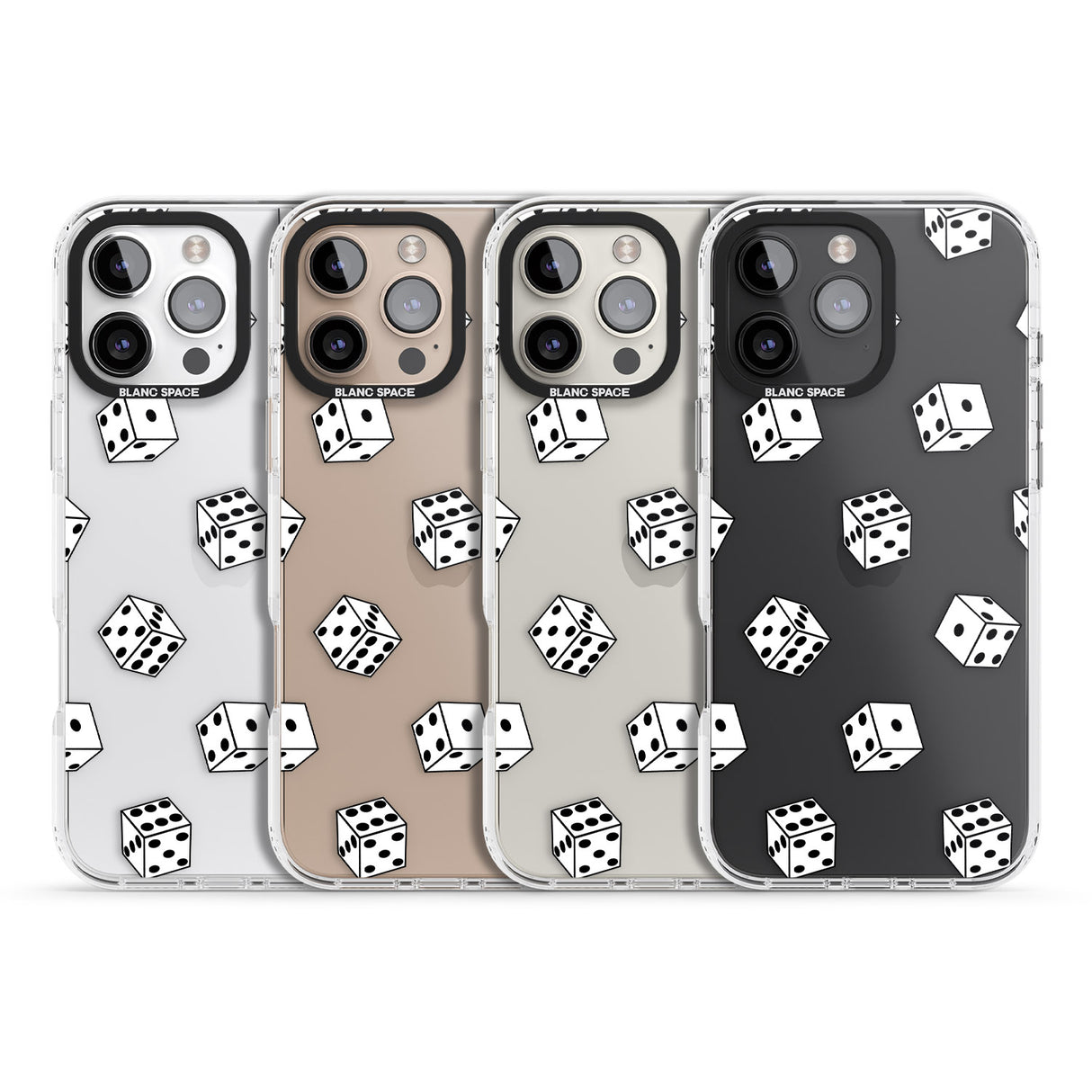 iPhone 16 Pro Max Clear Dice Pattern Black Impact Phone Case