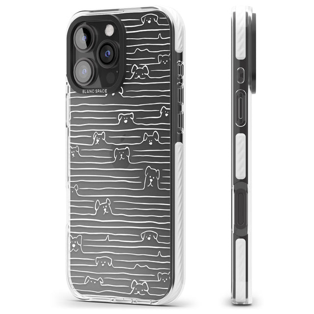 iPhone 16 Pro Max Dog Line Art - White Black Impact Phone Case