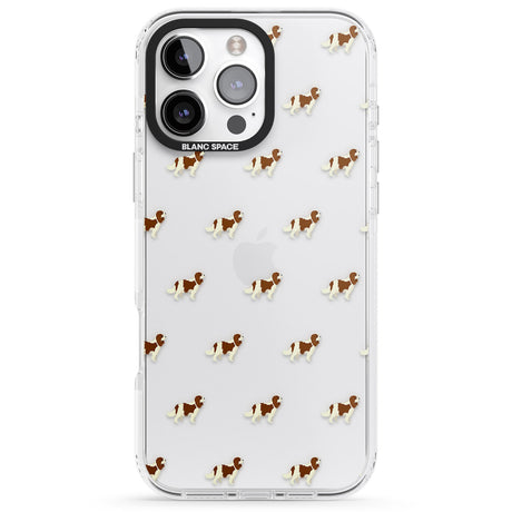 iPhone 16 Pro Max Cavalier King Charles Spaniel Pattern Clear Black Impact Phone Case