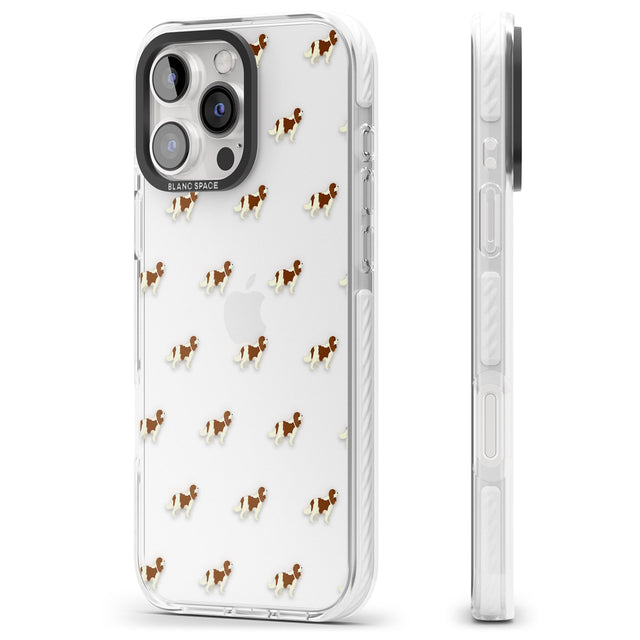 iPhone 16 Pro Max Cavalier King Charles Spaniel Pattern Clear Black Impact Phone Case