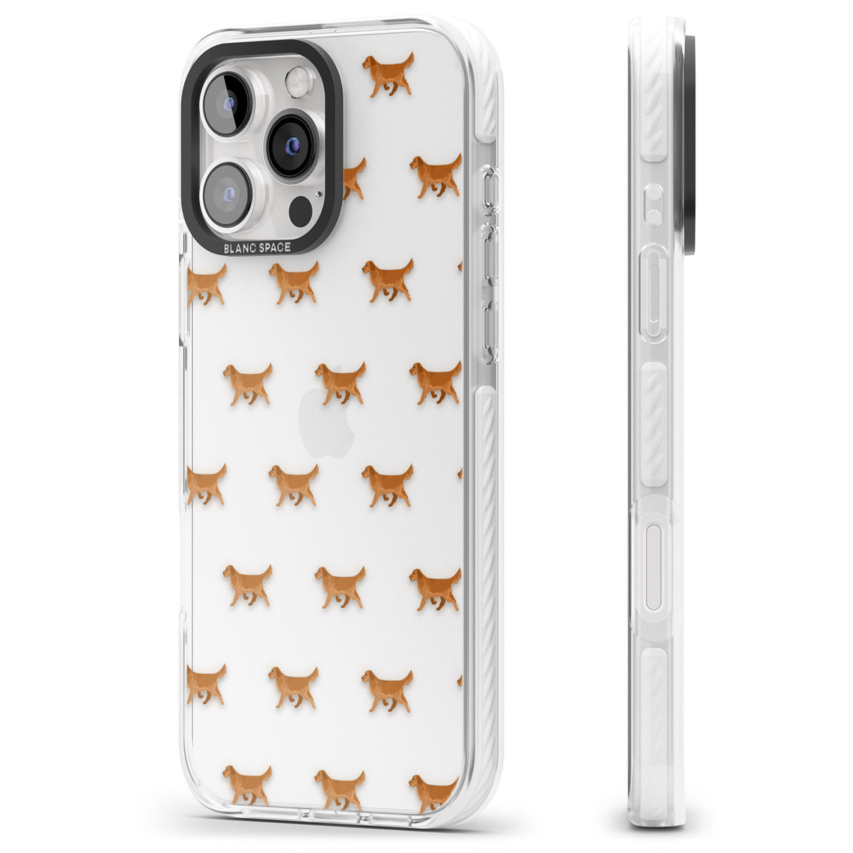 iPhone 16 Pro Max Golden Retriever Dog Pattern Clear Black Impact Phone Case