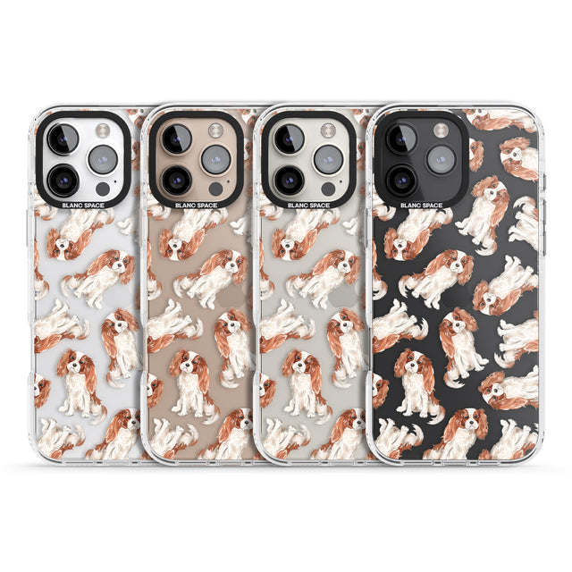 iPhone 16 Pro Max Cavalier King Charles Spaniel Dog Pattern Black Impact Phone Case