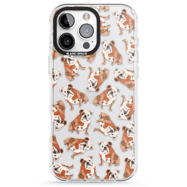 iPhone 16 Pro Max English Bulldog Watercolour Dog Pattern Black Impact Phone Case