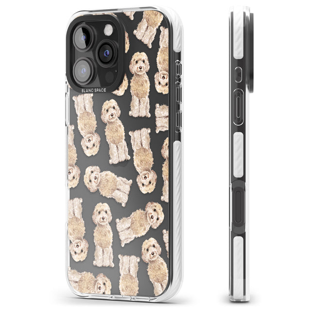 iPhone 16 Pro Max Cockapoo (Champagne) Watercolour Dog Pattern Black Impact Phone Case