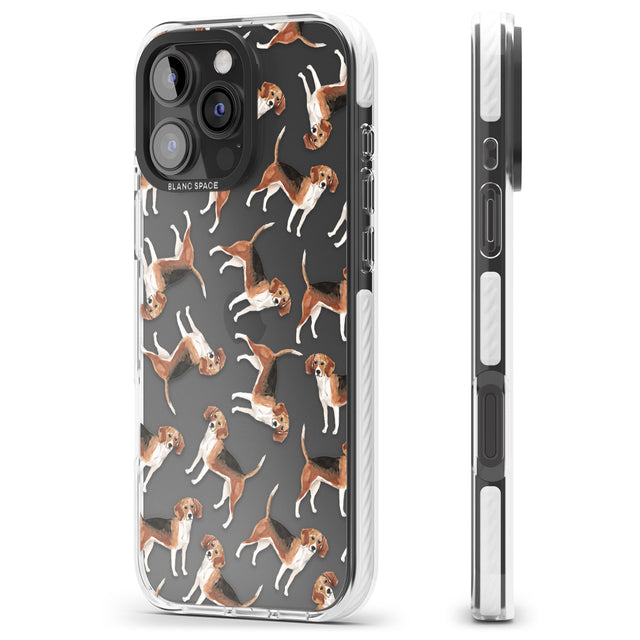 iPhone 16 Pro Max Beagle Watercolour Dog Pattern Black Impact Phone Case