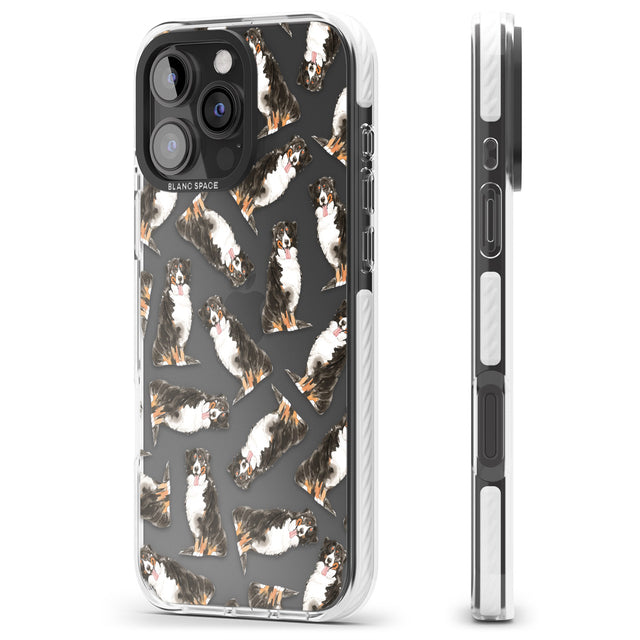 iPhone 16 Pro Max Bernese Mountain Dog Watercolour Dog Pattern Black Impact Phone Case