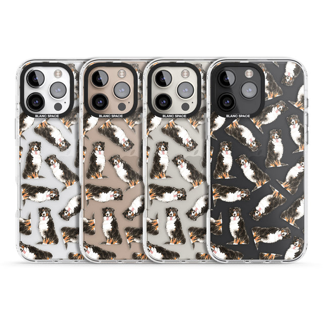 iPhone 16 Pro Max Bernese Mountain Dog Watercolour Dog Pattern Black Impact Phone Case