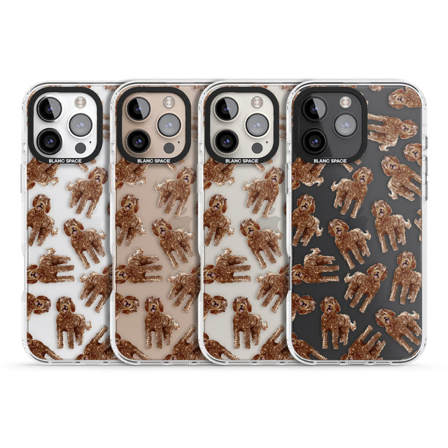 iPhone 16 Pro Max Labradoodle (Brown) Watercolour Dog Pattern Black Impact Phone Case