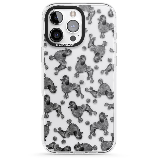 iPhone 16 Pro Max Poodle (Black) Watercolour Dog Pattern Black Impact Phone Case