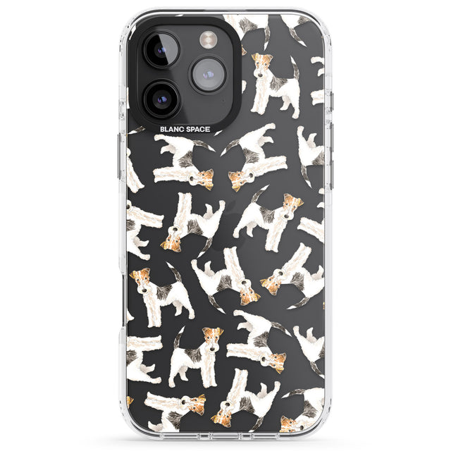 iPhone 16 Pro Max Wire Haired Fox Terrier Watercolour Dog Pattern Black Impact Phone Case