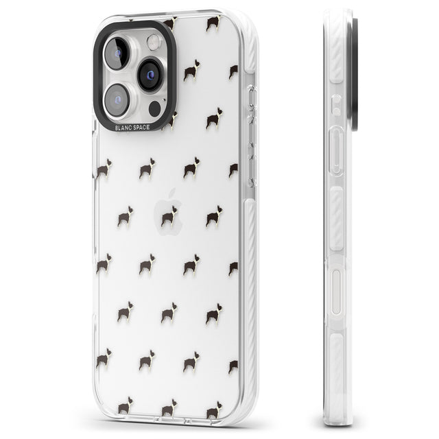 iPhone 16 Pro Max Boston Terrier Dog Pattern Clear Black Impact Phone Case