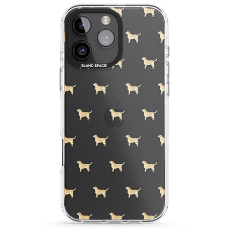 iPhone 16 Pro Max Tan Labrador Dog Pattern Clear Black Impact Phone Case