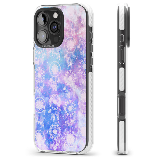 iPhone 16 Pro Max Dreamcatcher Pattern Galaxy Print Tie Dye Black Impact Phone Case