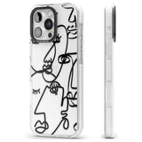 iPhone 16 Pro Max Abstract Continuous Line Faces Black on Clear Black Impact Phone Case