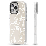 iPhone 16 Pro Max Abstract Continuous Line Faces White on Beige Black Impact Phone Case