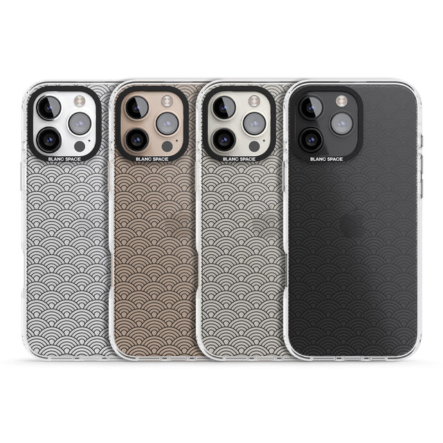 iPhone 16 Pro Max Abstract Lines: Scalloped Pattern Black Impact Phone Case