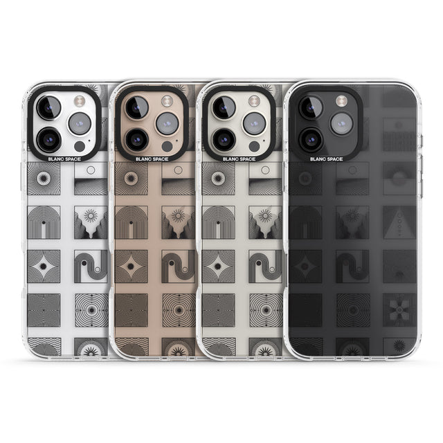 iPhone 16 Pro Max Abstract Lines: Mixed Pattern #1 Black Impact Phone Case